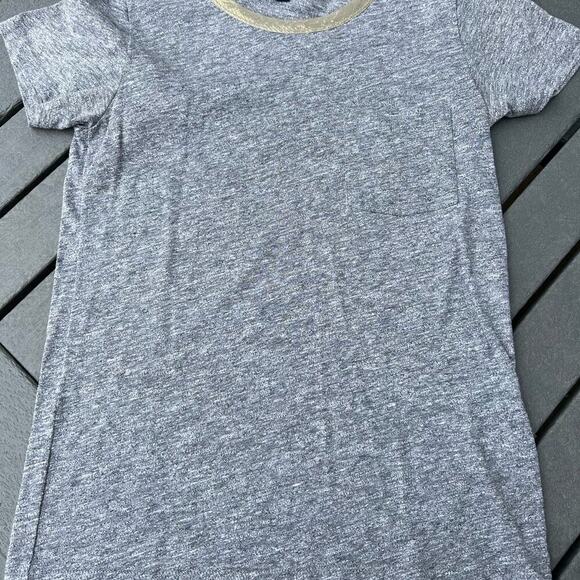 J.CREW women’s size XS gray T-shirt with chest pocket and gold ribbon neck - Picture 2 of 5